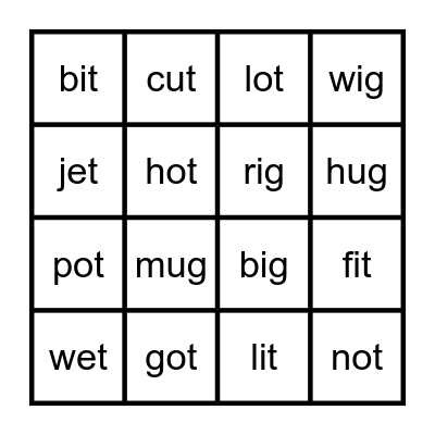 Family Words BINGO Card