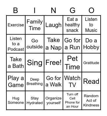 Mr. Moncloa Wellness Time Bingo Card