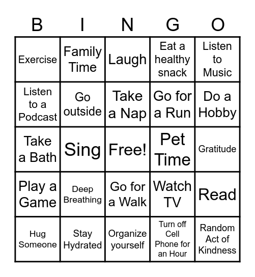 Mr. Moncloa Wellness Time Bingo Card