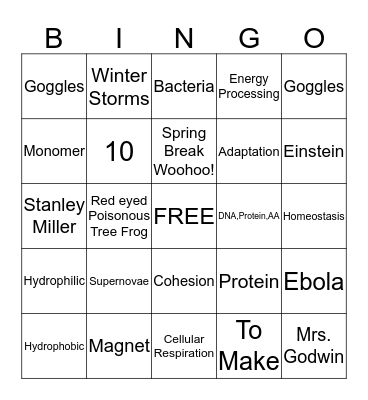 Biology is Awesome!! Bingo Card