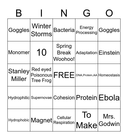 Biology is Awesome!! Bingo Card