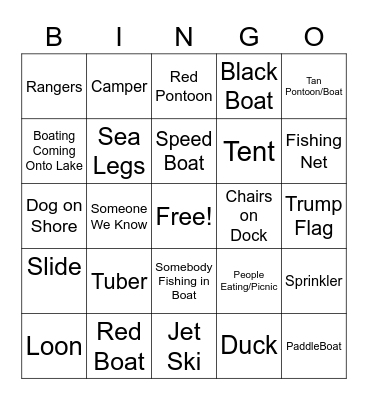 Lake Bingo Card