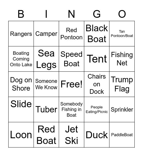 Lake Bingo Card