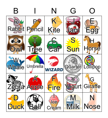 Alphabet Bingo Card