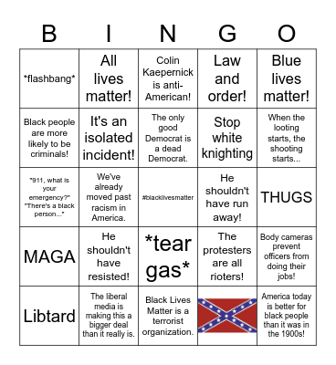 Racist Bingo Card