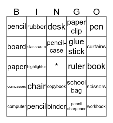 Classroom Bingo Card