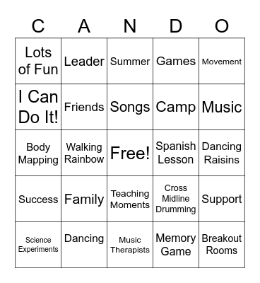 Can-Do Camp Bingo Card