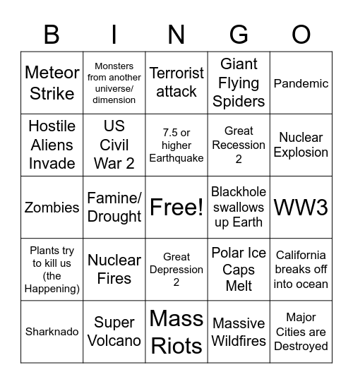 2020 Bingo Card