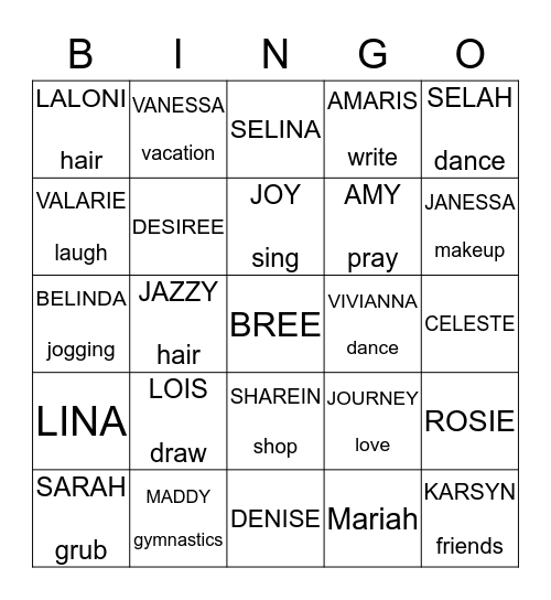 Nana    <3 's Bingo Card