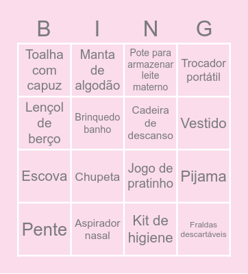 BABY SHOWER Bingo Card