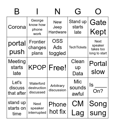 Weekly IT Bingo Card