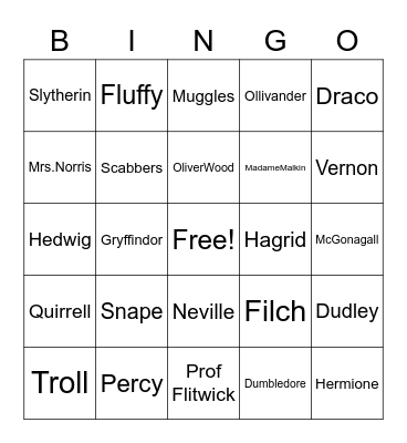 Harry Potter Bingo Card