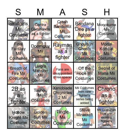 Smash Fighters Pass 2 Bingo Card