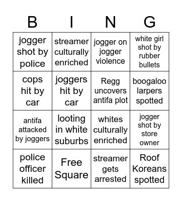 BLM Bingo Card