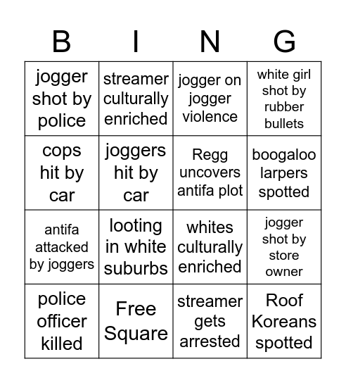 BLM Bingo Card