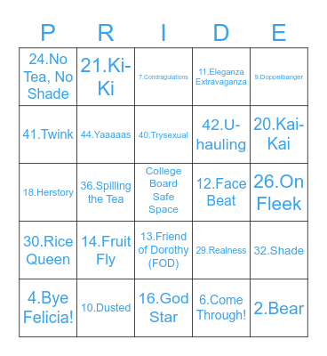 College Board Bingo & Learn Bingo Card