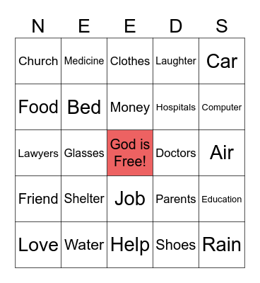 God's Bingo Card