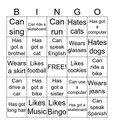 Human Bingo Card