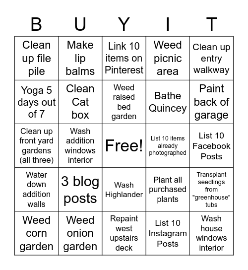 Bingo Game for Amazon Purchase Bingo Card