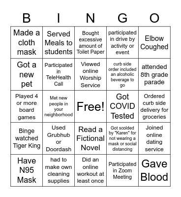 COVID-19 Bingo Card