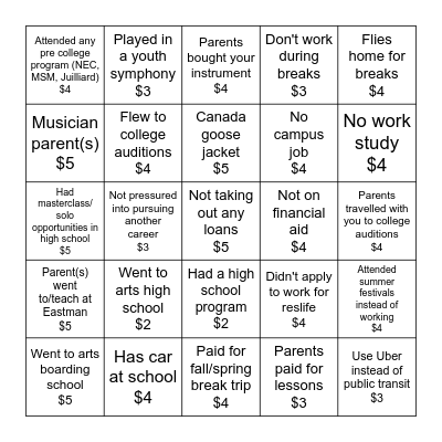 Privilege at Eastman Bingo Card