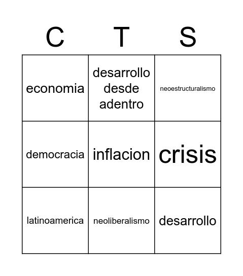 Neoestructuralismo Bingo Card