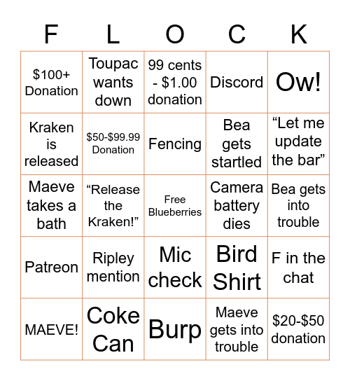 Flock Friday Bingo Card