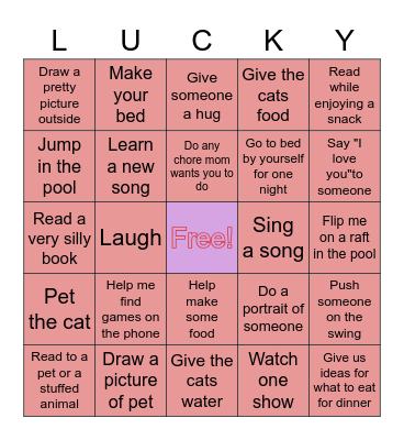 The Lucky Unicorn Bingo Card