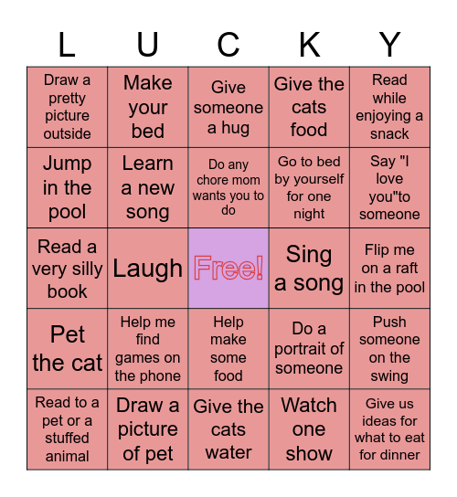 The Lucky Unicorn Bingo Card