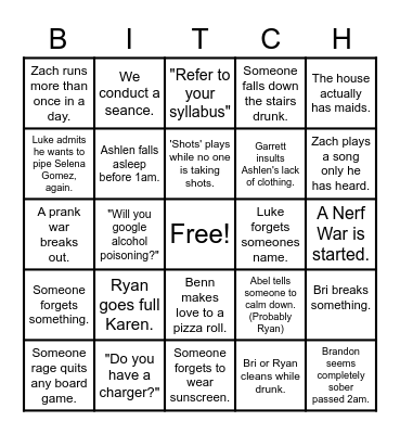 BEACH BINGO Card