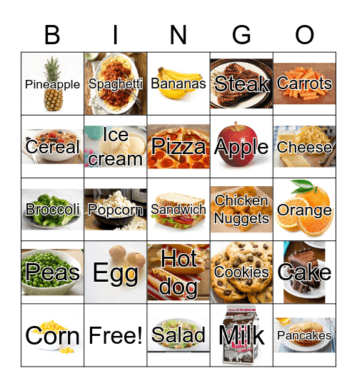 Food Bingo Card