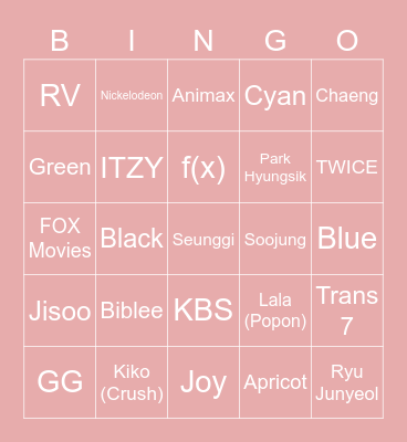 Luka ♡＾▽＾♡ Bingo Card