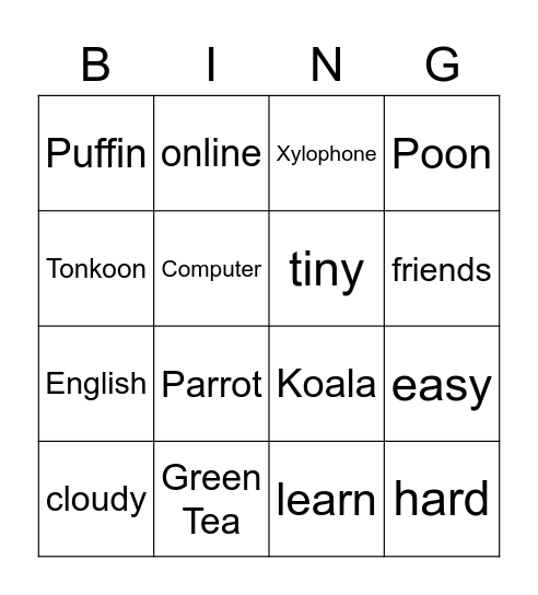 Tonkoon's Bingo Card