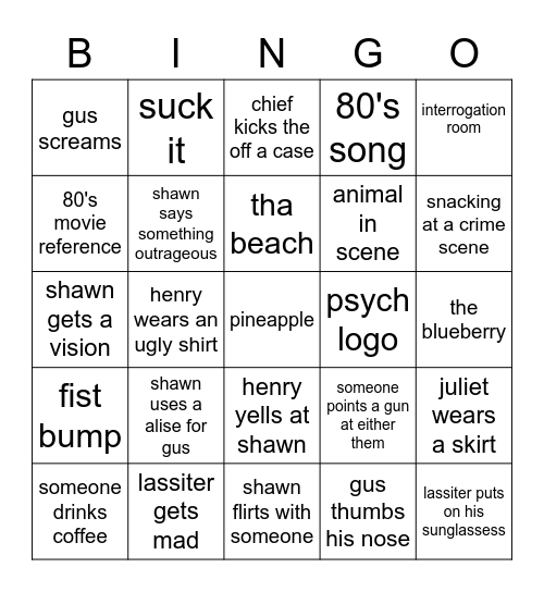psych Bingo Card