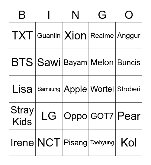 BINGO w/ UNSO Bingo Card