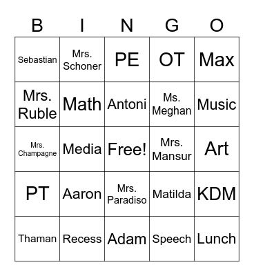 Mrs. Champagne's Video Bingo Card
