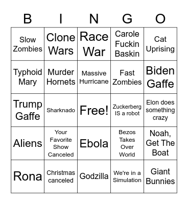 Bingo Oh No Bingo Card
