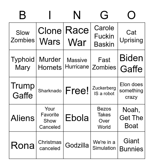 Bingo Oh No Bingo Card