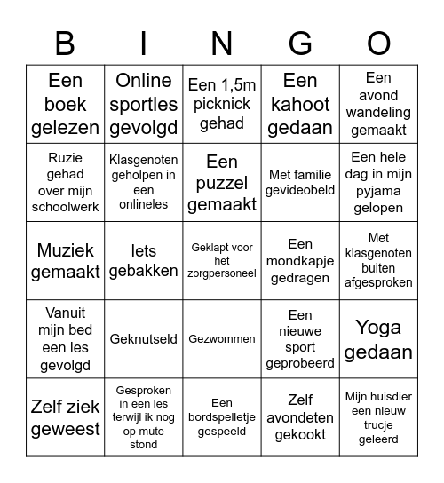 Back to school bingo! Bingo Card