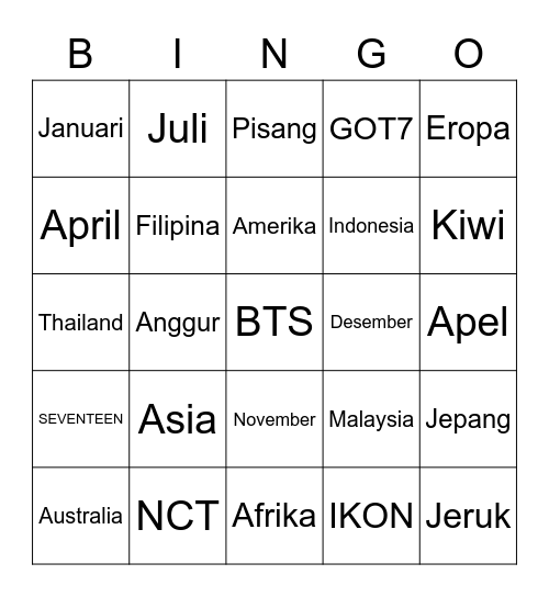 Untitled Bingo Card