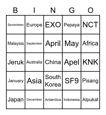 Bingonya Laura Bingo Card