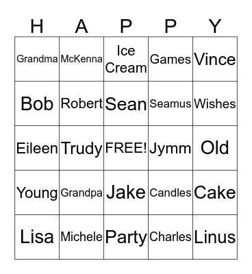 HAPPY BIRTHDAY Bingo Card