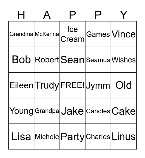 HAPPY BIRTHDAY Bingo Card