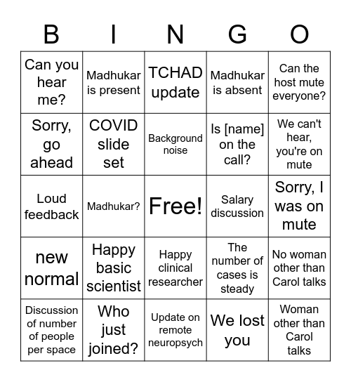 Department Town Hall Bingo Card