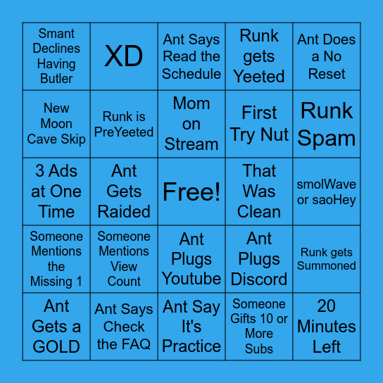 SmallAnt Stream Bingo (SMO) Bingo Card