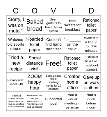 Isolation Bingo Card