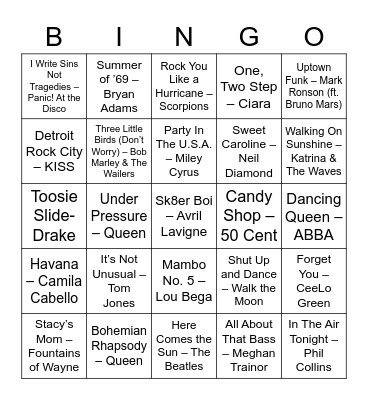 Music Bingo! Bingo Card