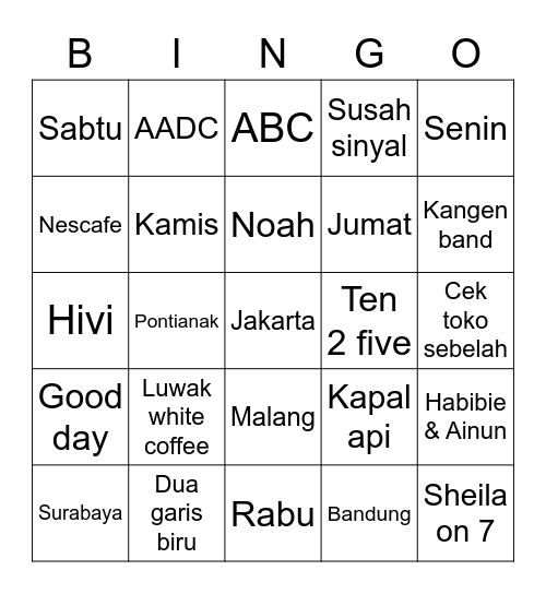 Untitled Bingo Card