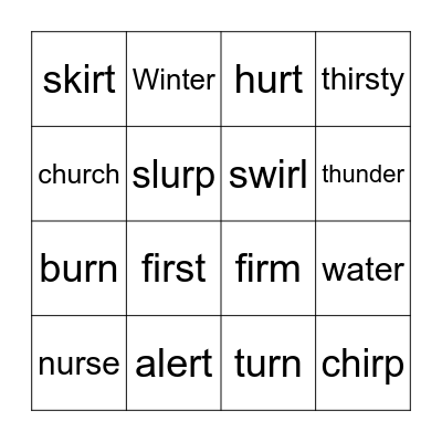 Phonics er ir ur Bingo Card