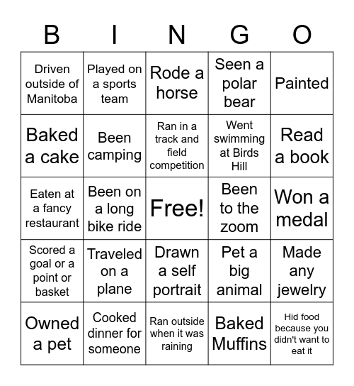 HAVE YOU EVER BINGO Card